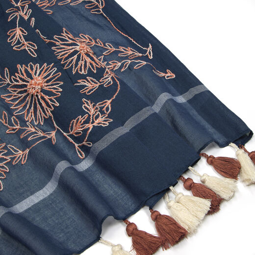 Flower embroidered scarf